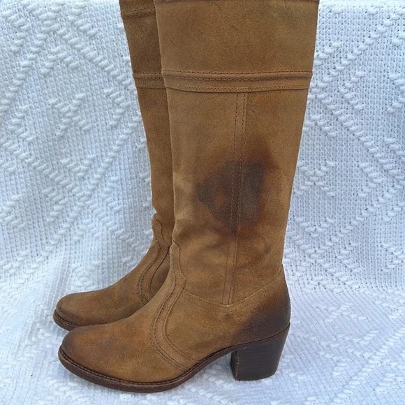 Women’s Frye Jane Stitch Oiled Suede Leather Boots sz 8 - Picture 8 of 14